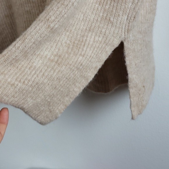 Woolen bloom pull over hooded sweater Sz M Oatmeal - Picture 4 of 7